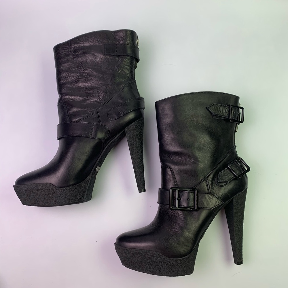 ⭕️SOLD⭕️ BURBERRY Aviator Shearling Wedge Boots - Picture 4 of 8